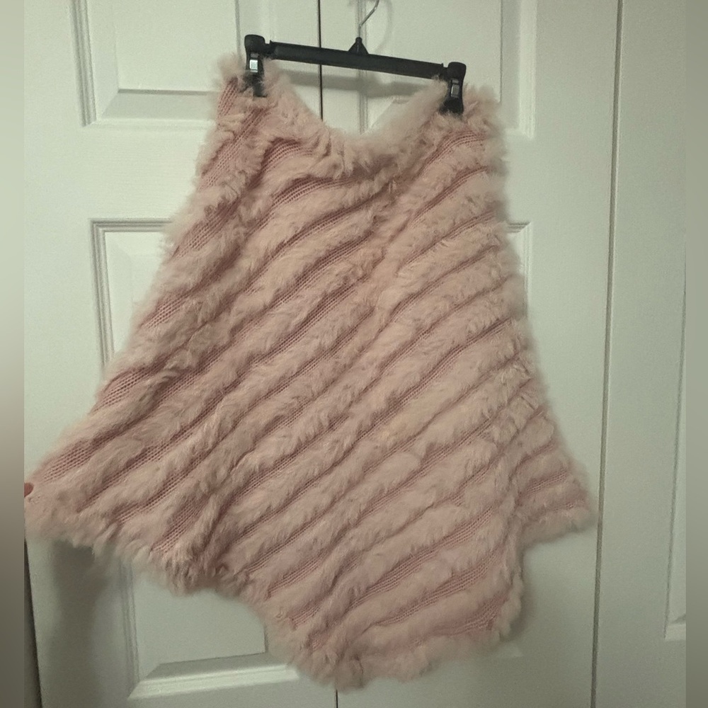 Pink rabbit Fur Poncho